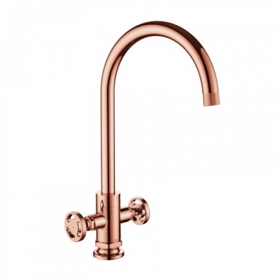 Henry Holt Twin Lever Kitchen Tap - Copper